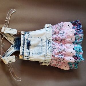 Jordache Toddler Girls Denim Lace Overall Dress Size 2T